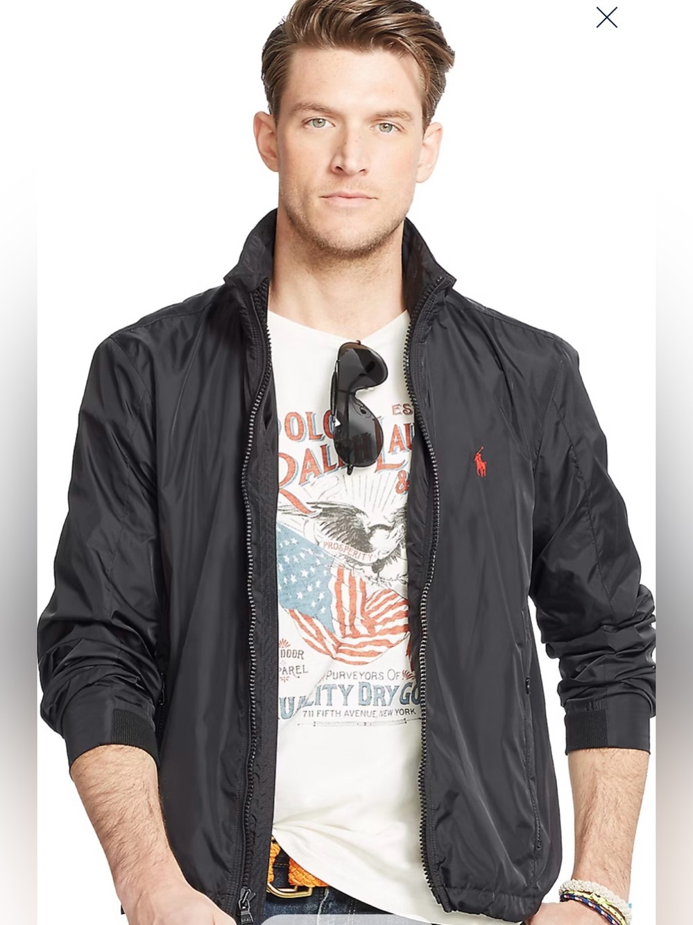NWOT Ralph Lauren Black Light Windbreaker with Red Pony Logo - XL